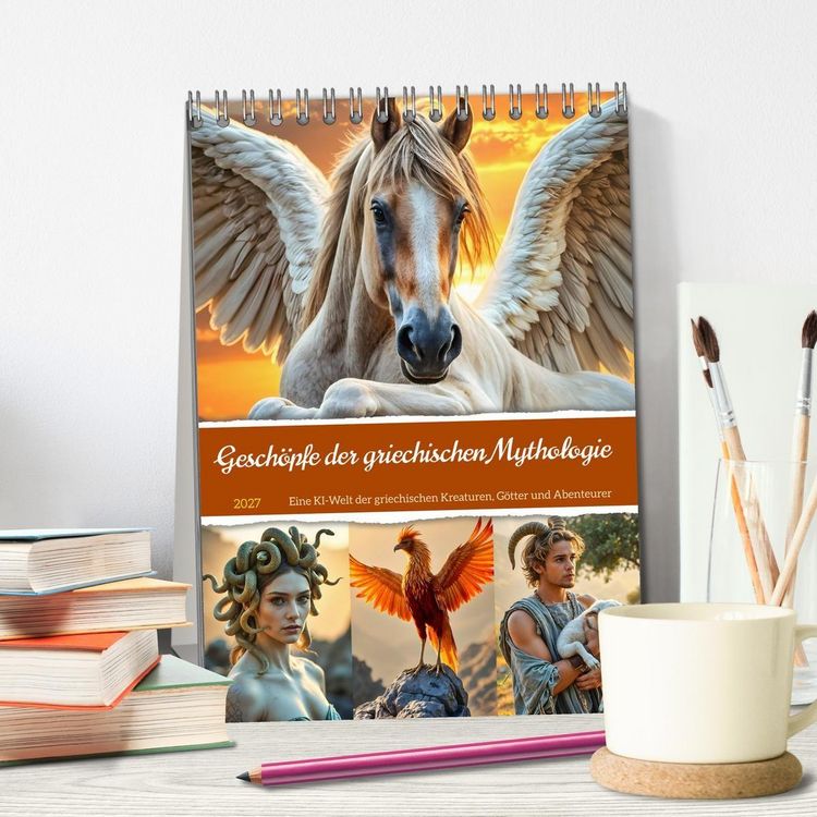 Produktbild: Gesch&ouml;pfe der griechischen Mythologie - Eine KI-Welt der griechischen G&ouml;tter, Kreaturen und Abenteurer (Tischkalender 2027 DIN A5 hoch), CALVENDO Monatskalender