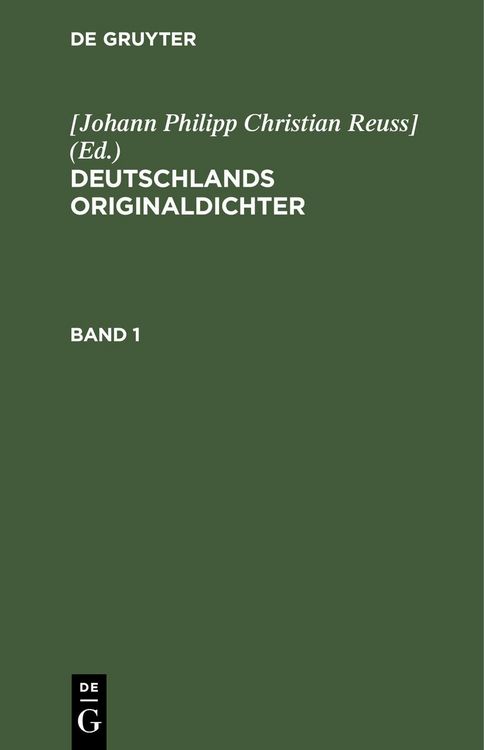 Produktbild: Deutschlands Originaldichter. Band 1