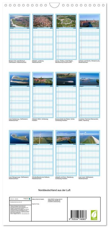 Produktbild: Familienplaner 2026 - Norddeutschland aus der Luft mit 5 Spalten (Wandkalender, 21 x 45 cm) CALVENDO