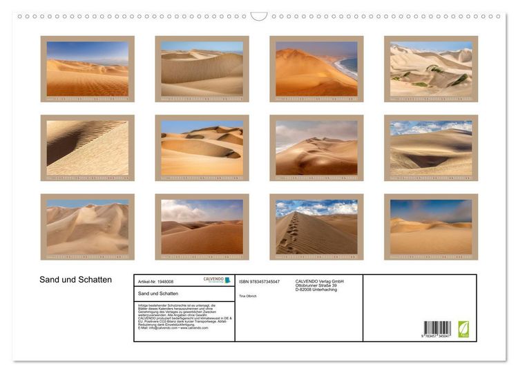 Produktbild: Sand und Schatten (Wandkalender 2026 DIN A2 quer), CALVENDO Monatskalender