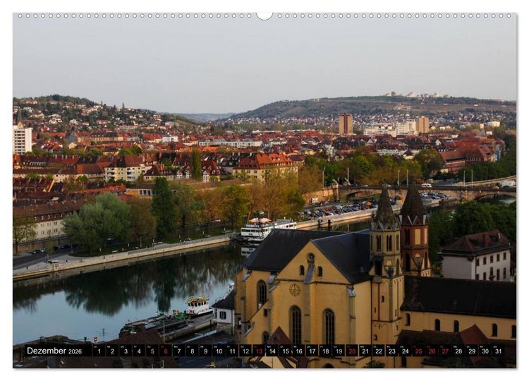Produktbild: W&uuml;rzburg am Abend (hochwertiger Premium Wandkalender 2026 DIN A2 quer), Kunstdruck in Hochglanz