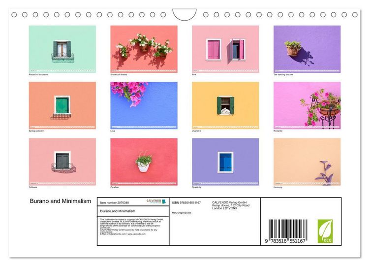 Produktbild: Burano and Minimalism (Wall Calendar 2026 DIN A4 landscape), CALVENDO 12 Month Wall Calendar