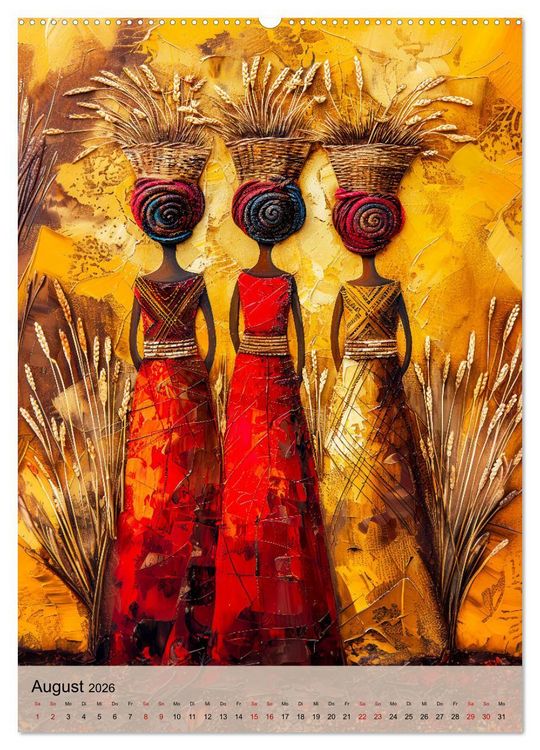 Produktbild: Afrikanische Eleganz - Illustrationen in harmonischen Farben (Wandkalender 2026 DIN A2 hoch), CALVENDO Monatskalender