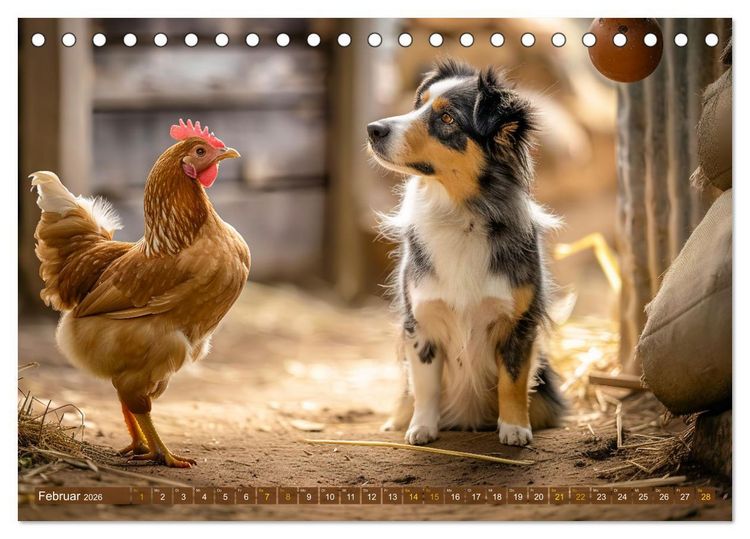 Produktbild: Bauernhof-Freunde - Hunde und ihre tierischen Freundschaften (Tischkalender 2026 DIN A5 quer), CALVENDO Monatskalender