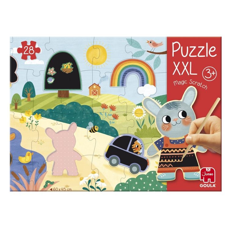 Produktbild: Goula 1110100493 - XXL Puzzle Magic Scratch, Zauber-Kratz-Puzzle, 28 Teile