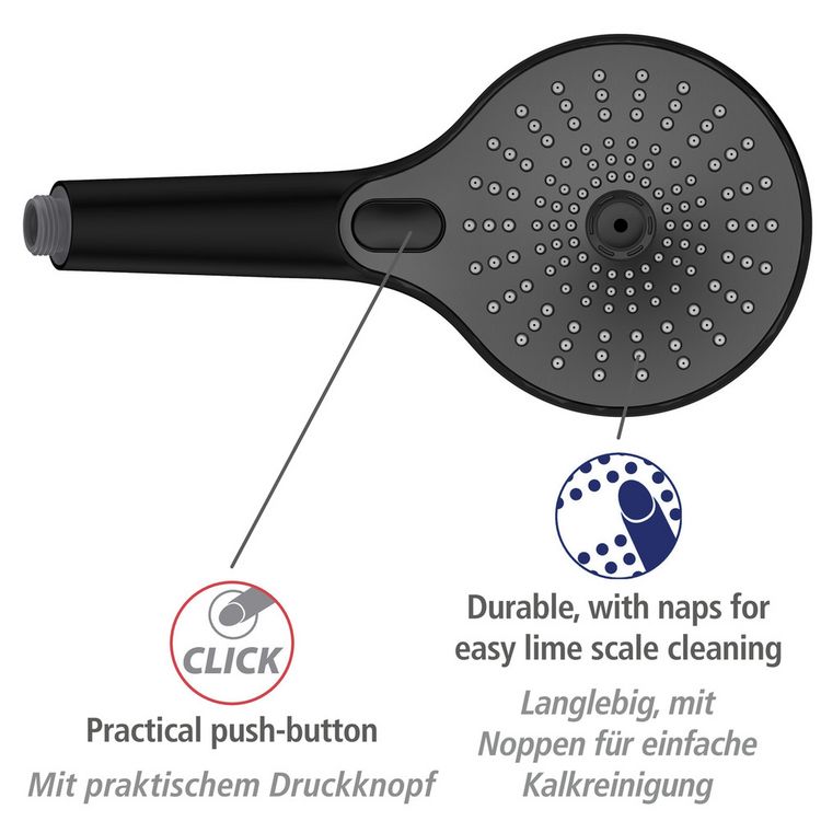 Produktbild: Duschkopf Mod. Ultimate Shower Schwarz/Grau, &Oslash; 13 cm