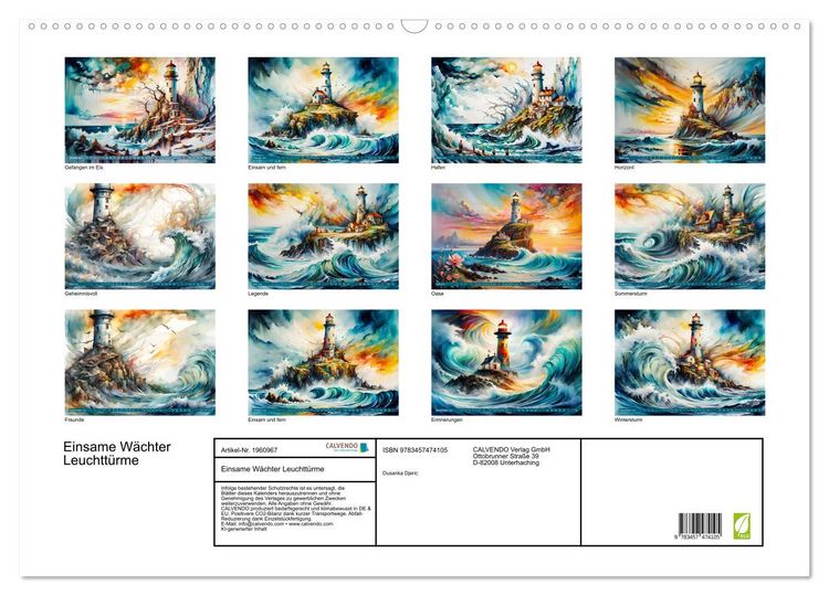 Produktbild: Einsame W&auml;chter Leuchtt&uuml;rme (Wandkalender 2026 DIN A2 quer), CALVENDO Monatskalender