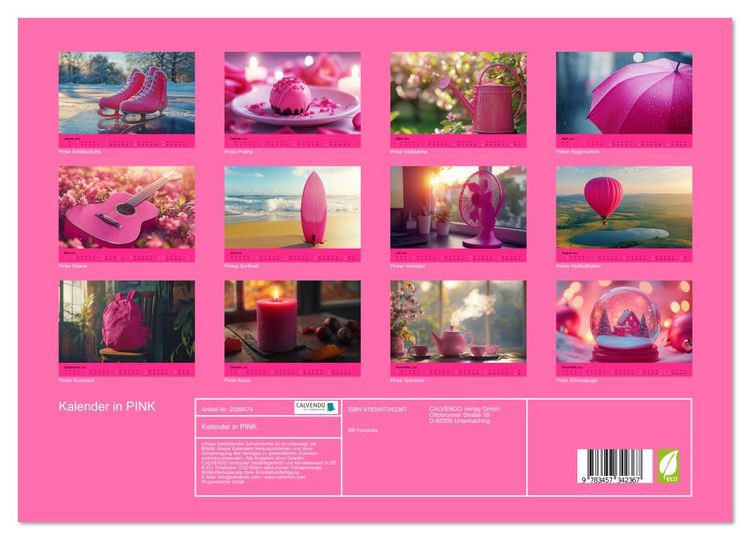 Produktbild: Kalender in PINK (hochwertiger Premium Wandkalender 2026 DIN A2 quer), Kunstdruck in Hochglanz