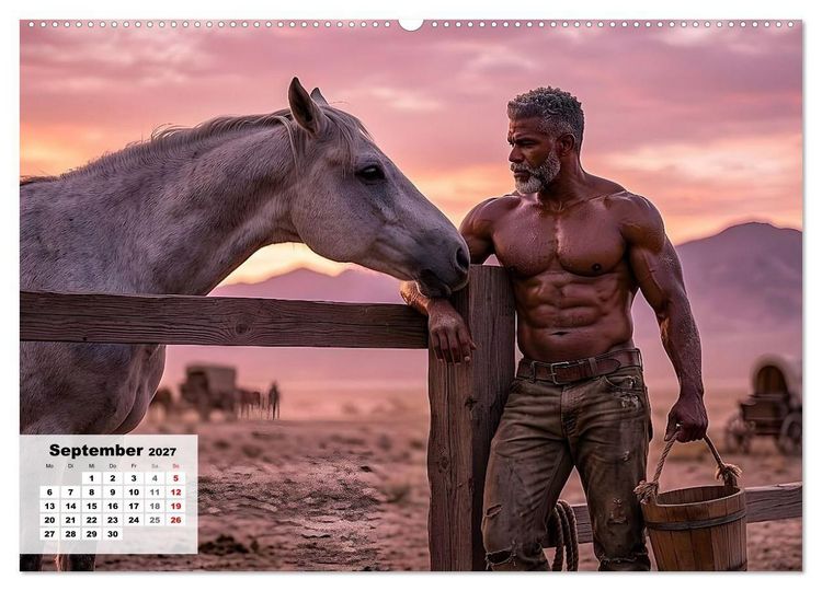 Produktbild: Echte Kerle &ndash; Wilder Westen (hochwertiger Premium Wandkalender 2027 DIN A2 quer), Kunstdruck in Hochglanz
