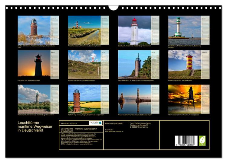 Produktbild: Leuchtt&uuml;rme - maritime Wegweiser in Deutschland (Wandkalender 2026 DIN A3 quer), CALVENDO Monatskalender