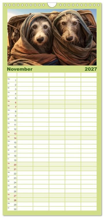 Produktbild: Familienplaner 2027 - Lurcher Portraits - Zwei Welpen entdecken die Welt mit 5 Spalten (Wandkalender, 21 x 45 cm) CALVENDO