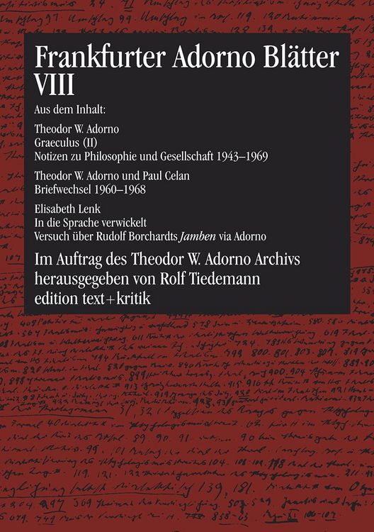 Produktbild: Frankfurter Adorno Bl&auml;tter VIII