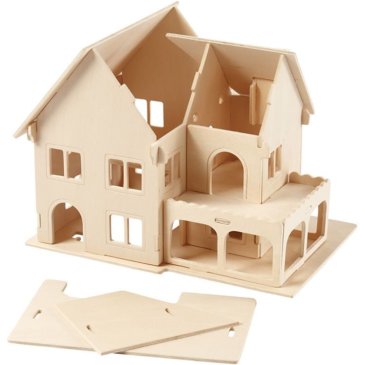 Produktbild: Creativ Company 3D-Figuren zum Zusammensetzen, Haus mit Veranda, Gr&ouml;&szlig;e 22,5x16x17,5, 1 Stk