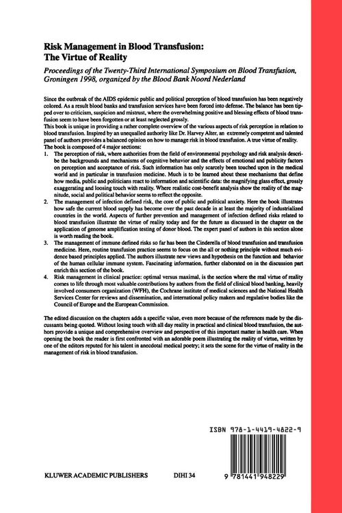 Produktbild: Risk Management in Blood Transfusion: The Virtue of Reality