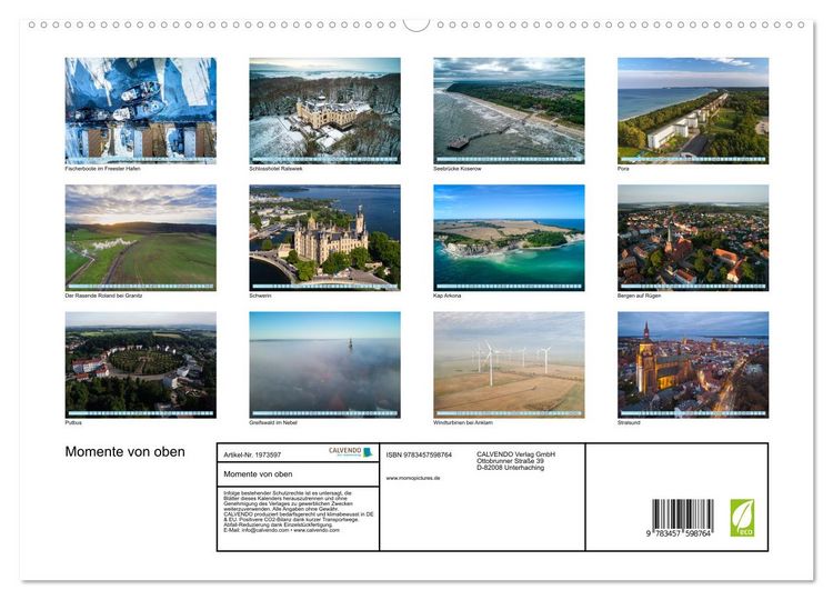 Produktbild: Momente von oben (Wandkalender 2026 DIN A2 quer), CALVENDO Monatskalender