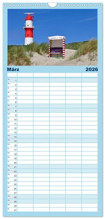 Produktbild: Familienplaner 2026 - Ostfriesische Inseln mit 5 Spalten (Wandkalender, 21 x 45 cm) CALVENDO