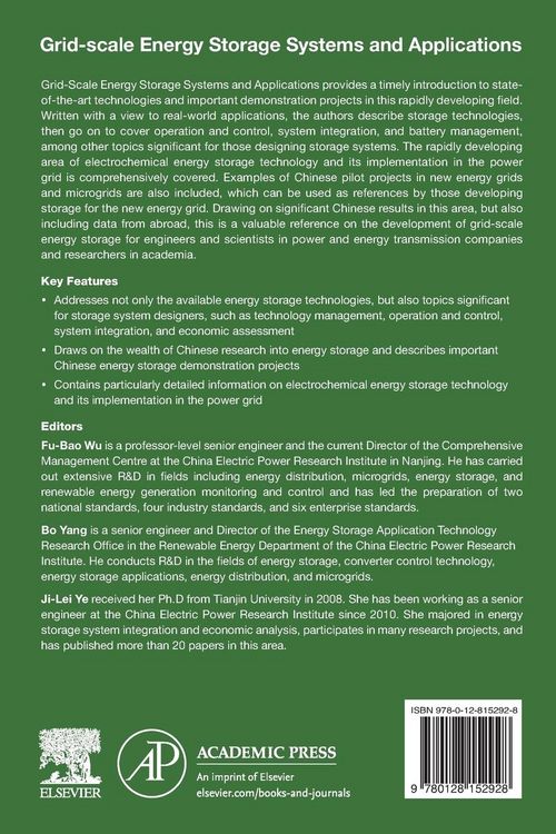 Produktbild: Grid-Scale Energy Storage Systems and Applications