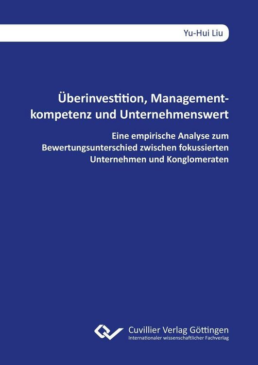 Produktbild: &Uuml;berinvestition, Managementkompetenz und Unternehmenswert