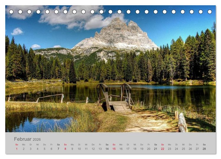 Produktbild: Traumkulissen in den Dolomiten (Tischkalender 2026 DIN A5 quer), CALVENDO Monatskalender