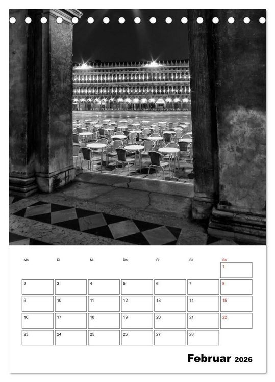 Produktbild: MONOCHROMES VENEDIG Klassische Momente (Tischkalender 2026 DIN A5 hoch), CALVENDO Monatskalender