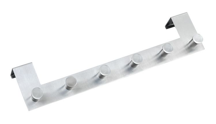 Produktbild: T&uuml;rgarderobe Edelstahl Mod. Celano 4 cm, 6 Haken, f&uuml;r T&uuml;rfalzst&auml;rken bis 4 cm