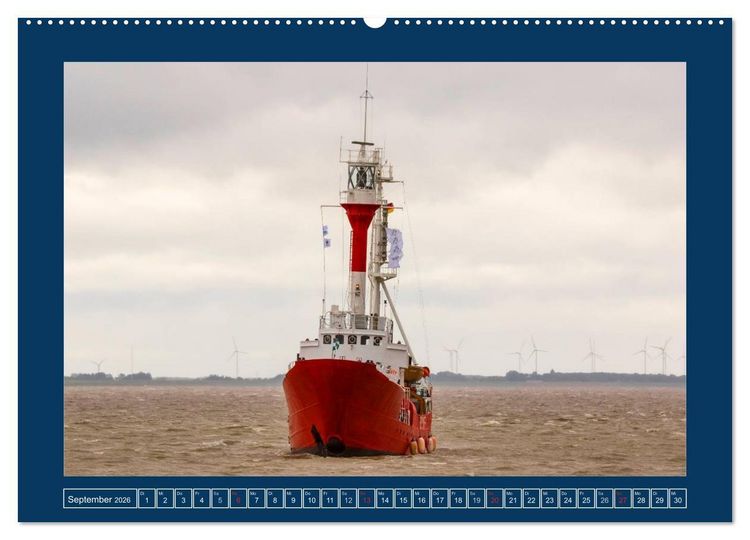 Produktbild: Feuerschiffe - Borkum Riff - Elbe 1 - Deutsche Bucht (Wandkalender 2026 DIN A2 quer), CALVENDO Monatskalender