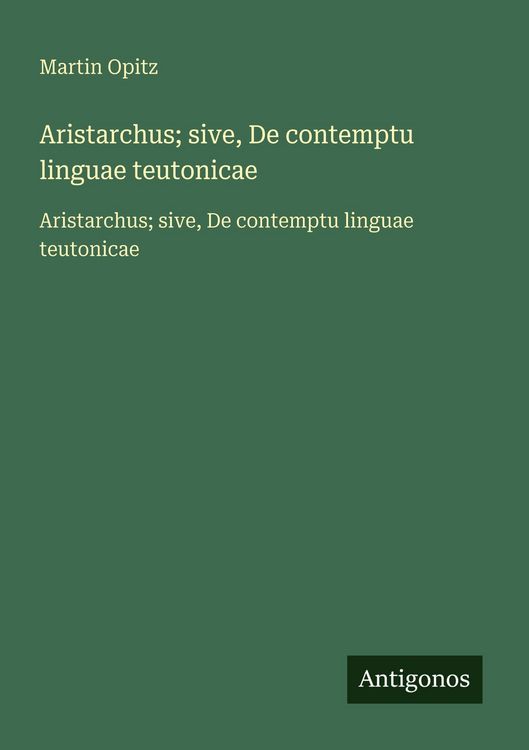 Produktbild: Aristarchus; sive, De contemptu linguae teutonicae