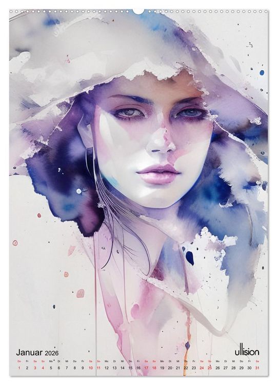 Produktbild: WILD FREI SCH&Ouml;N Aquarell-Portraits (hochwertiger Premium Wandkalender 2026 DIN A2 hoch), Kunstdruck in Hochglanz