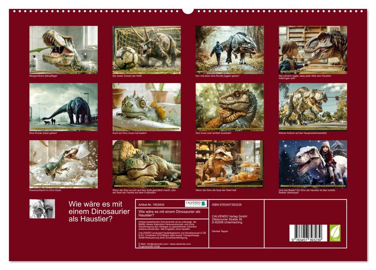 Produktbild: Wie w&auml;re es mit einem Dinosaurier als Haustier? (hochwertiger Premium Wandkalender 2026 DIN A2 quer), Kunstdruck in Hochglanz