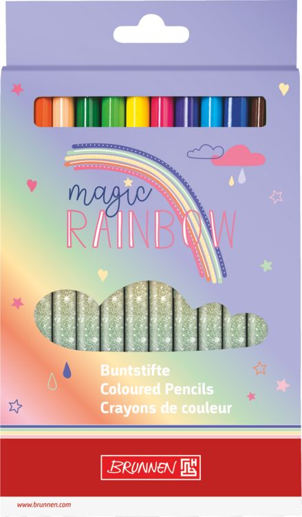 Produktbild: Brunnen Dicke Buntstifte-Set Magic Rainbow &brvbar; Dreikantform, 12 St&uuml;ck
