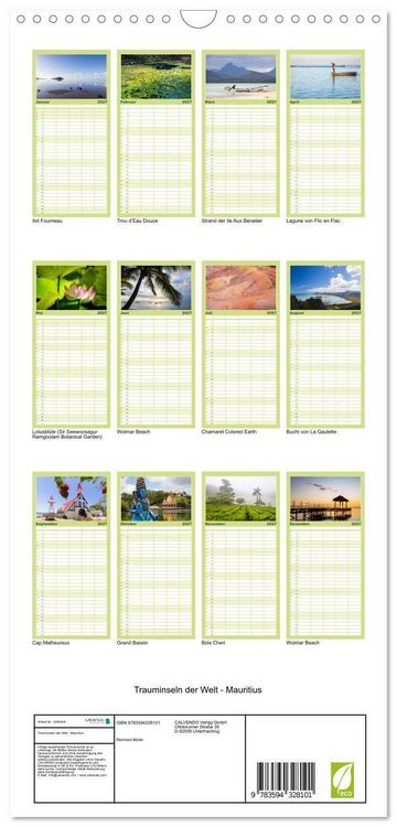 Produktbild: Familienplaner 2027 - Trauminseln der Welt - Mauritius mit 5 Spalten (Wandkalender, 21 x 45 cm) CALVENDO