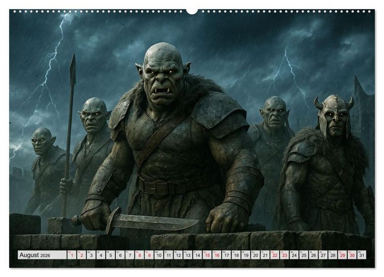 Produktbild: Erbe der Orks. Feuer und Schatten (hochwertiger Premium Wandkalender 2026 DIN A2 quer), Kunstdruck in Hochglanz