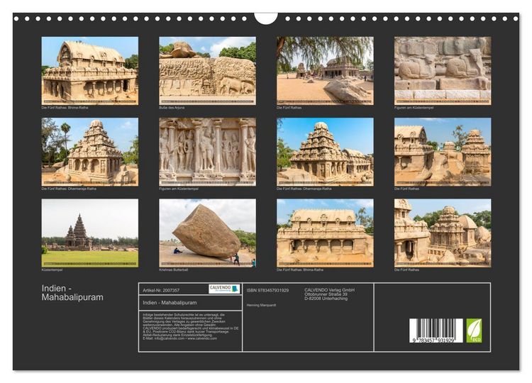 Produktbild: Indien - Mahabalipuram (Wandkalender 2026 DIN A3 quer), CALVENDO Monatskalender