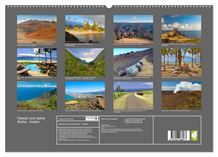 Produktbild: Hawaii und seine Aloha - Inseln (hochwertiger Premium Wandkalender 2026 DIN A2 quer), Kunstdruck in Hochglanz