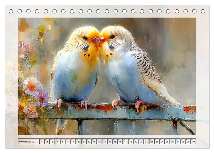 Produktbild: Wellensittiche. Fr&ouml;hliche Seelen auf der Terrasse (Tischkalender 2027 DIN A5 quer), CALVENDO Monatskalender