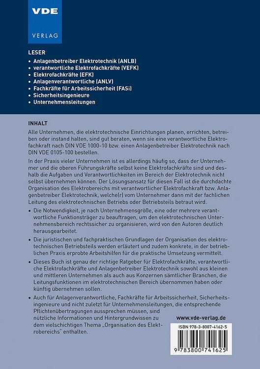 Produktbild: Anlagenbetreiber Elektrotechnik und verantwortliche Elektrofachkraft