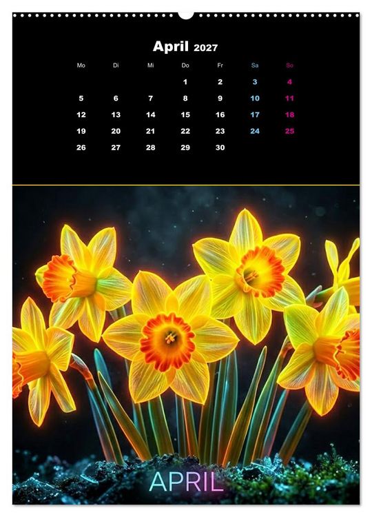 Produktbild: Neon Botanicals - Flora im Lichtrausch (hochwertiger Premium Wandkalender 2027 DIN A2 hoch), Kunstdruck in Hochglanz