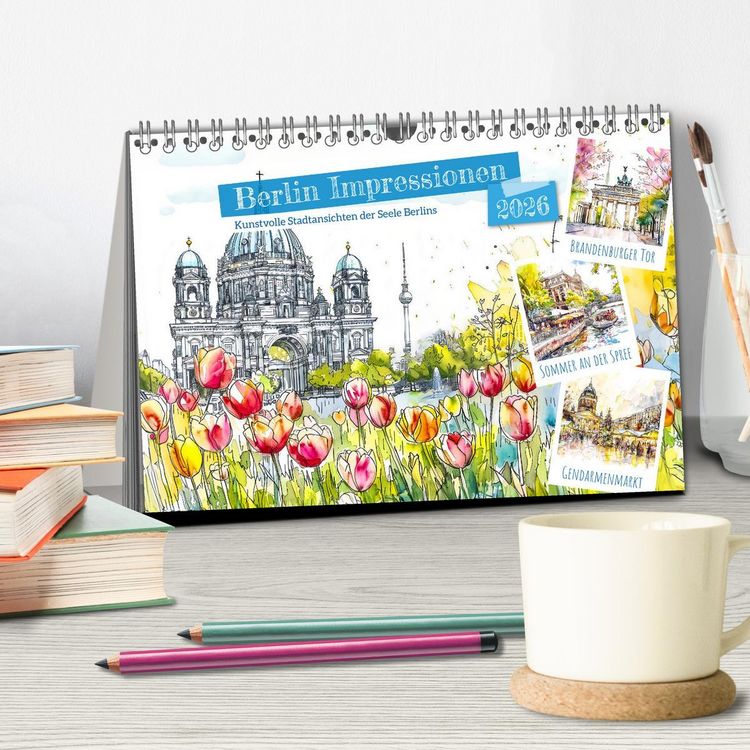 Produktbild: Berlin Impressionen - Kunstvolle Stadtansichten der Seele Berlins (Tischkalender 2026 DIN A5 quer), CALVENDO Monatskalender