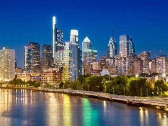 Produktbild: CALVENDO Puzzle Blick von der South Street Bridge auf Downtown Philadelphia | 1000 Teile Lege-Gr&ouml;&szlig;e 64x48cm Foto-Puzzle f&uuml;r gl&uuml;ckliche Stunden