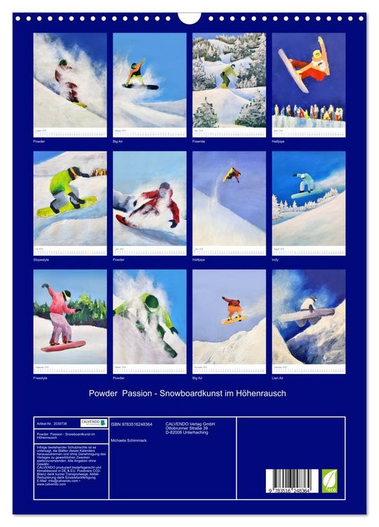 Produktbild: Powder Passion - Snowboardkunst im H&ouml;henrausch (Wandkalender 2026 DIN A3 hoch), CALVENDO Monatskalender