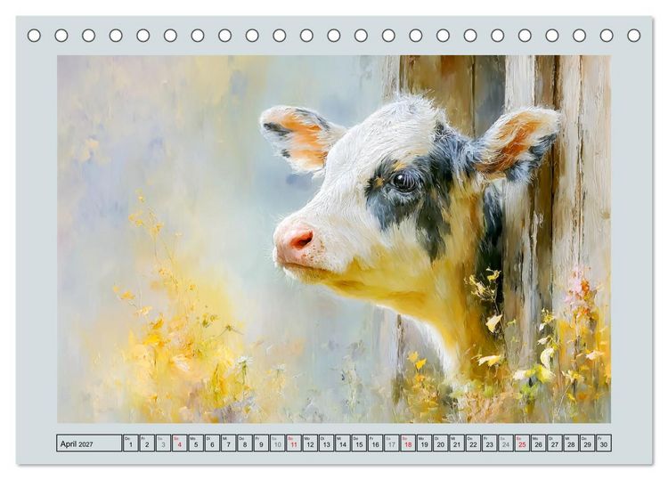 Produktbild: K&uuml;he und K&auml;lber. L&auml;ndliche Idylle (Tischkalender 2027 DIN A5 quer), CALVENDO Monatskalender
