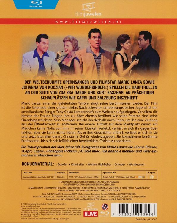 Produktbild: Der S&auml;nger von Capri - Serenade einer gro&szlig;en Liebe (Filmjuwelen)