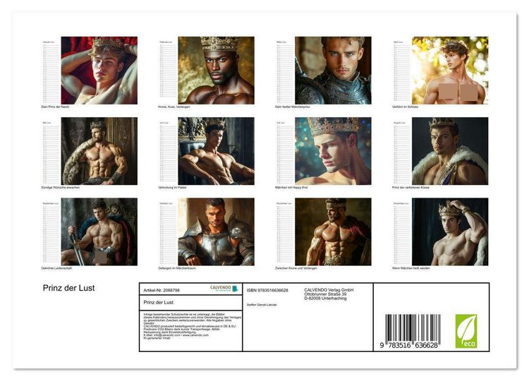 Produktbild: Prinz der Lust (Wandkalender 2026 DIN A4 quer), CALVENDO Monatskalender