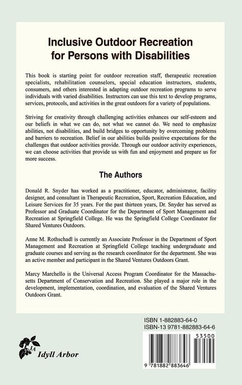 Produktbild: Inclusive Outdoor Recreation for Persons with Disabilities