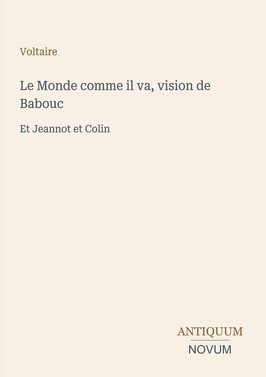 Produktbild: Le Monde comme il va, vision de Babouc