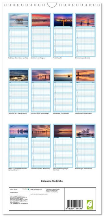 Produktbild: Familienplaner 2027 - Bodensee Weitblicke mit 5 Spalten (Wandkalender, 21 x 45 cm) CALVENDO