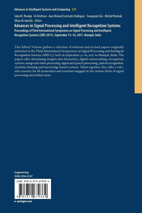 Produktbild: Advances in Signal Processing and Intelligent Recognition Systems