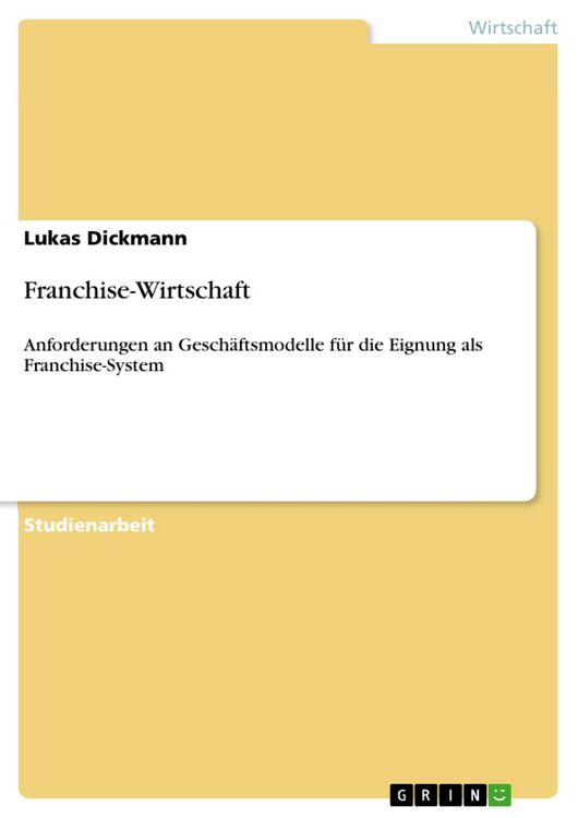 Produktbild: Franchise-Wirtschaft