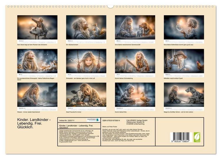Produktbild: Kinder. Landkinder - Lebendig. Frei. Gl&uuml;cklich. (hochwertiger Premium Wandkalender 2027 DIN A2 quer), Kunstdruck in Hochglanz