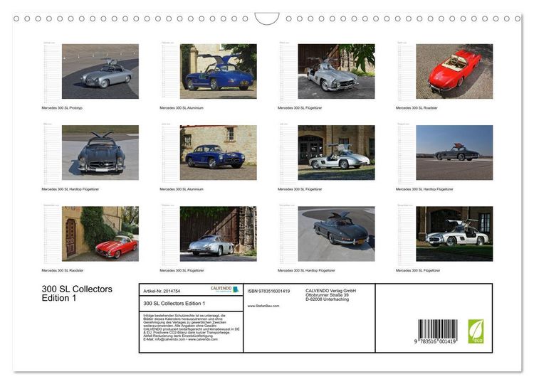 Produktbild: 300 SL Collectors Edition 1 (Wandkalender 2026 DIN A3 quer), CALVENDO Monatskalender